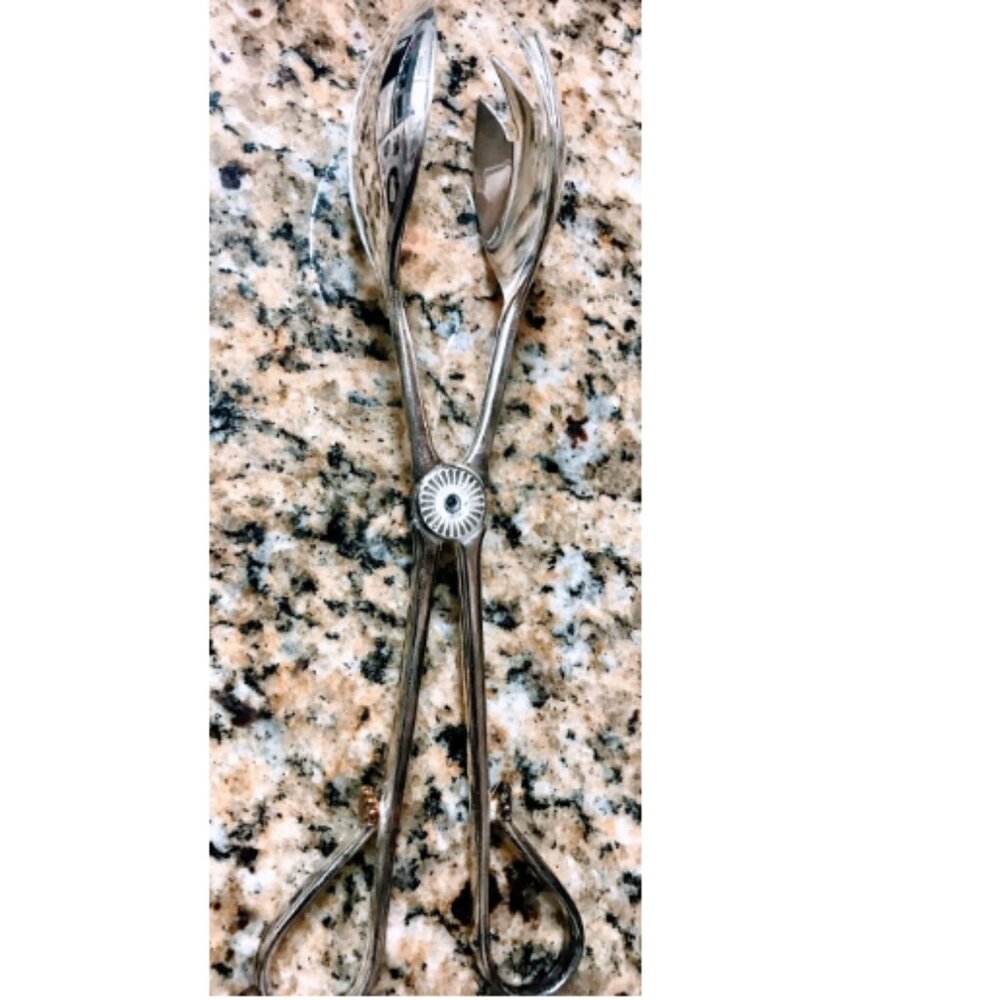 Large Silver Plated Salad Tongs